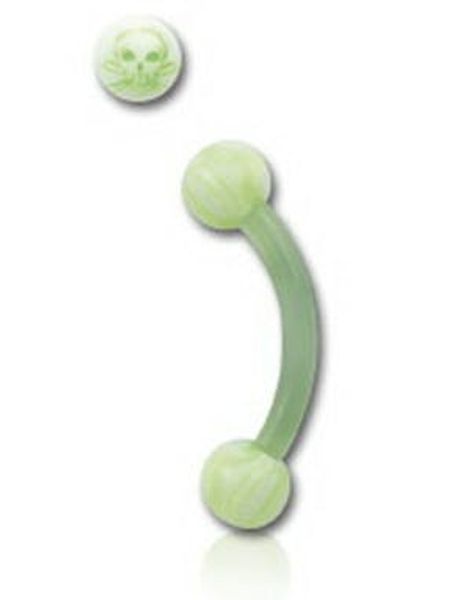 Skull Green - 1.2 x 8 mm Ögonbrynspiercing