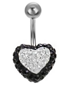 Celebrity Heart Navelpiercing - Svart/Vit