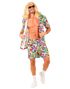 Blomstrete Hawaii Skjorte og Shorts med Hodeskaller