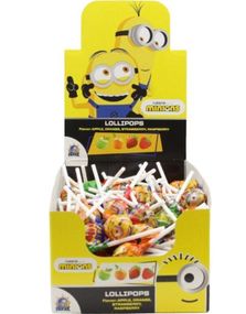 120 st Minion Lollipops - Assorterade Kärlekar på Pinne med Fruktsmak - Hel Låda 1,2 kg