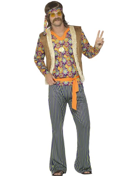 60-tals Hippie Herrdräkt 5 Delar