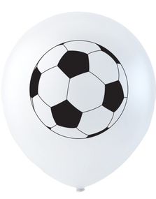 6 stk Vita Ballonger med Fotbollar 26 cm