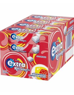 16 st Extra Refreshers Strawberry Lemon - Tuggummi med Smak av Jordgubbe och Citron - Hela Asken 249,6 gram (Sockerfri)