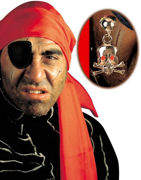 Piratögonlapp och Clip-on Örhänge med Dödskalle 