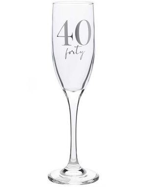 40 ÅR - Champagneglass med Sølvfarget Tekst i Gaveeske 22 cm