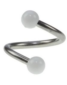 Curve Ögonbrynspiercing med Vita Kulor - 1.2 x 8 mm