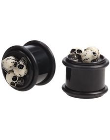 Three Head Skull - Svart Piercing Plugg