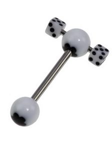 Stilig Tungpiercing med Blomma & Vita Tärningar