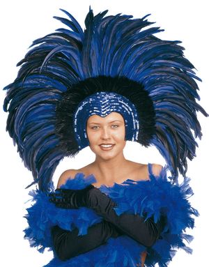 Brazilian Diva - huvudbonad med blå fjädrar och paljetter