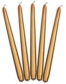 10 stk Guldfärgade Metalliska Kronljus 29 cm