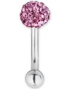 Glitter Ball Rosa - 1.2 x 8 mm Ögonbrynspiercing