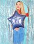 Happy Birthday! - Stjerneformet Navy Blå Folieballong med Iriserende Skrift 40 cm