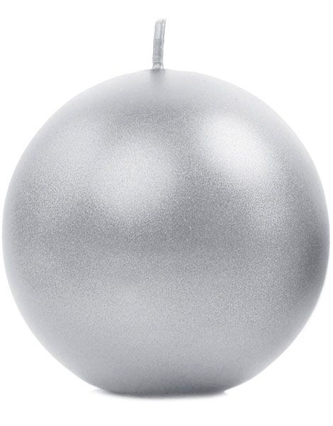 Metalliskt Silverfärgat Kulformat Stearinljus 8 cm