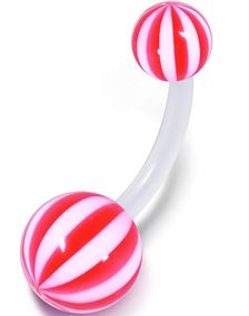 Candy Stripes - Rosa och Vit Navelpiercing av Bioplast