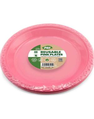 5 stk Store Rosa Gjenbrukbare Tallerkener i Plast 26 cm