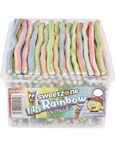 100 stk Sweetzone Fizzy Rainbow Pencils / Godisstänger - Halal Certifierat