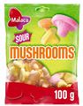 Påse med Malaco Sour Mushrooms - Olika Sur Skumbitar 100 gram