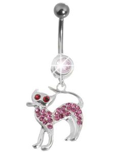 Evil Kitten Pink- Navelpiercing i Äkta Silver