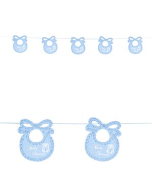 Blå Babyshower Banner med Haklappar 275 cm