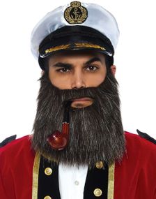 Kapteinstilbehør med Skjegg, Pipe og Hatt