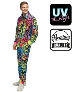 UV-Glow Färgglad Leopardmönstrad Pardräkt Till för Herr