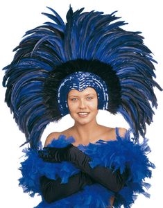 Brazilian Diva - huvudbonad med blå fjädrar och paljetter