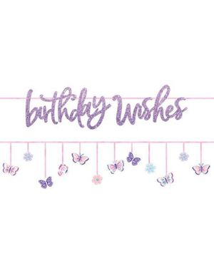 Glitrende Birthday Wishes Banner 3,65 meter