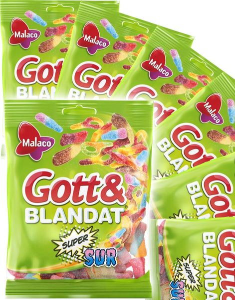 30 st Godt og Blandet Supersur - Olika Sur Vingummibitar - Hel Låda 3,9 kg