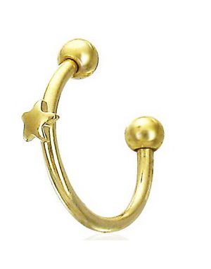 Guldfärgad Rund Ögonbrynspiercing med Stjärna - 1,2 x 10 mm