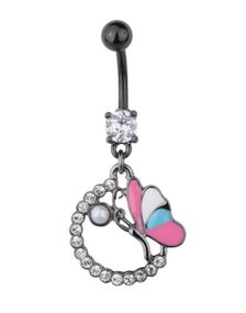 Vacker Piercing till Navel med Sommarfågel - Svart