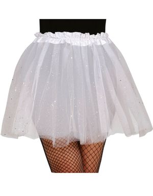 Hvit Tutu-Skjørt med Glitter 40 cm