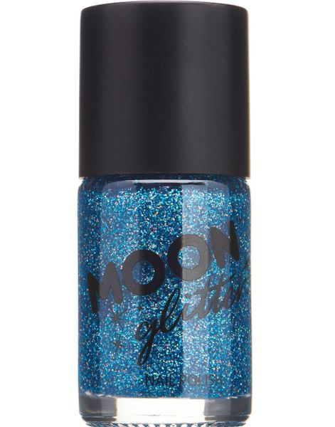 Blå Nagellack med Holografiskt Glitter