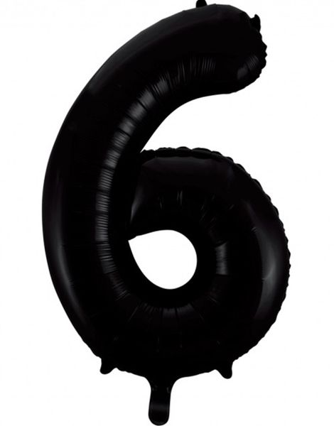 Talet 6 - Svart JUMBO Folieballong 86 cm