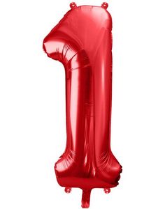 Tallet 1 - Metallisk Røde JUMBO Tallballonger - 86 cm
