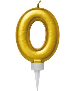 0 Tal - Guldfärgat Tårtljus 11 cm