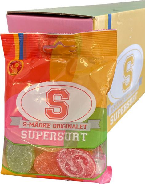 18 st S brand Supersurt Orginal 80g - Hel låda 1440g