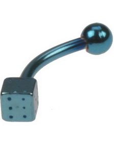 Banan With Dice & Ball - 1,2 x 8 mm Blå Ögonbrynspiercing