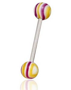Randig Gul/Rosa/Vit Tungpiercing