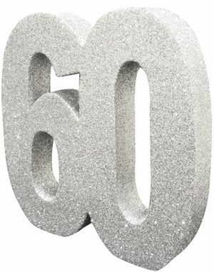 Silverfärgad Glittrande 60 År Bordsdekoration 20 cm
