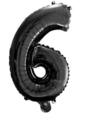 Talet 6 - Svart 41 cm Liten Folieballong