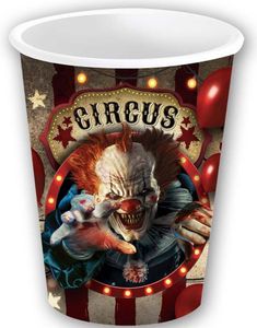 6 stk Pappkopper med Horror Sirkus Motiv 240 ml