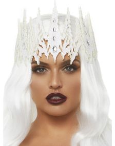 Hvit Die-Cut Krona med Klara Stenar