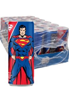 24 stk Superman Sodavand med Hindbær- og Blåbærsmag - Hel Bakke 24x250 ml