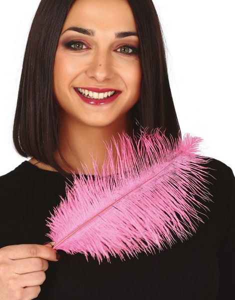 12 Stk. Store Rosa Strutsefjær - 30 cm