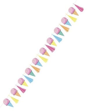 Fargerik Iskrem Banner med Dusker 182 cm