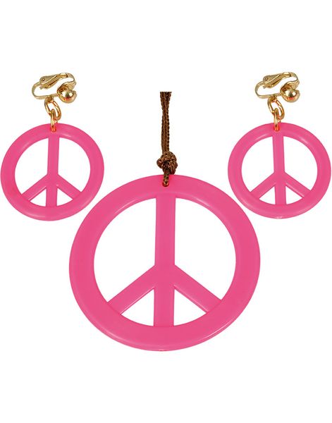 Neon Rosa Hippieset med Smycke och Örhängen