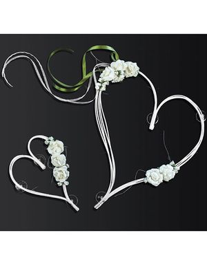 2 stk Hjärtdekorationer med Krämfärgade Blommor