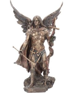Stor Bronsfärgad Ärkeängeln Gabriel Figur 33,5 cm