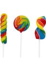 Twist and Swirl Pops - Regnbågsfärgade Assorterade Spiral-, Runda- och Skruvformade Klubbor - Candy Realms