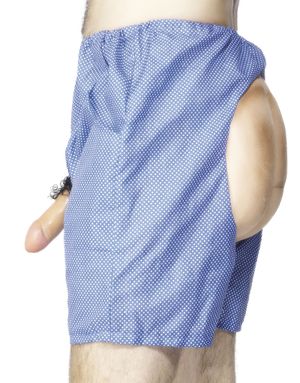 Bum and Willy Shorts - Blå Shorts med Vita Prickar och Rumpa